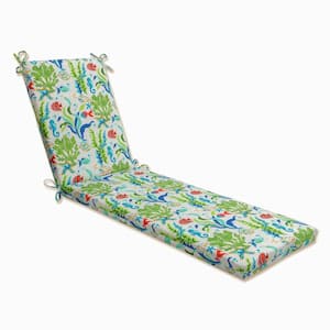 Tropical 23 x 30 Outdoor Chaise Lounge Cushion in Blue/Green Coral Bay