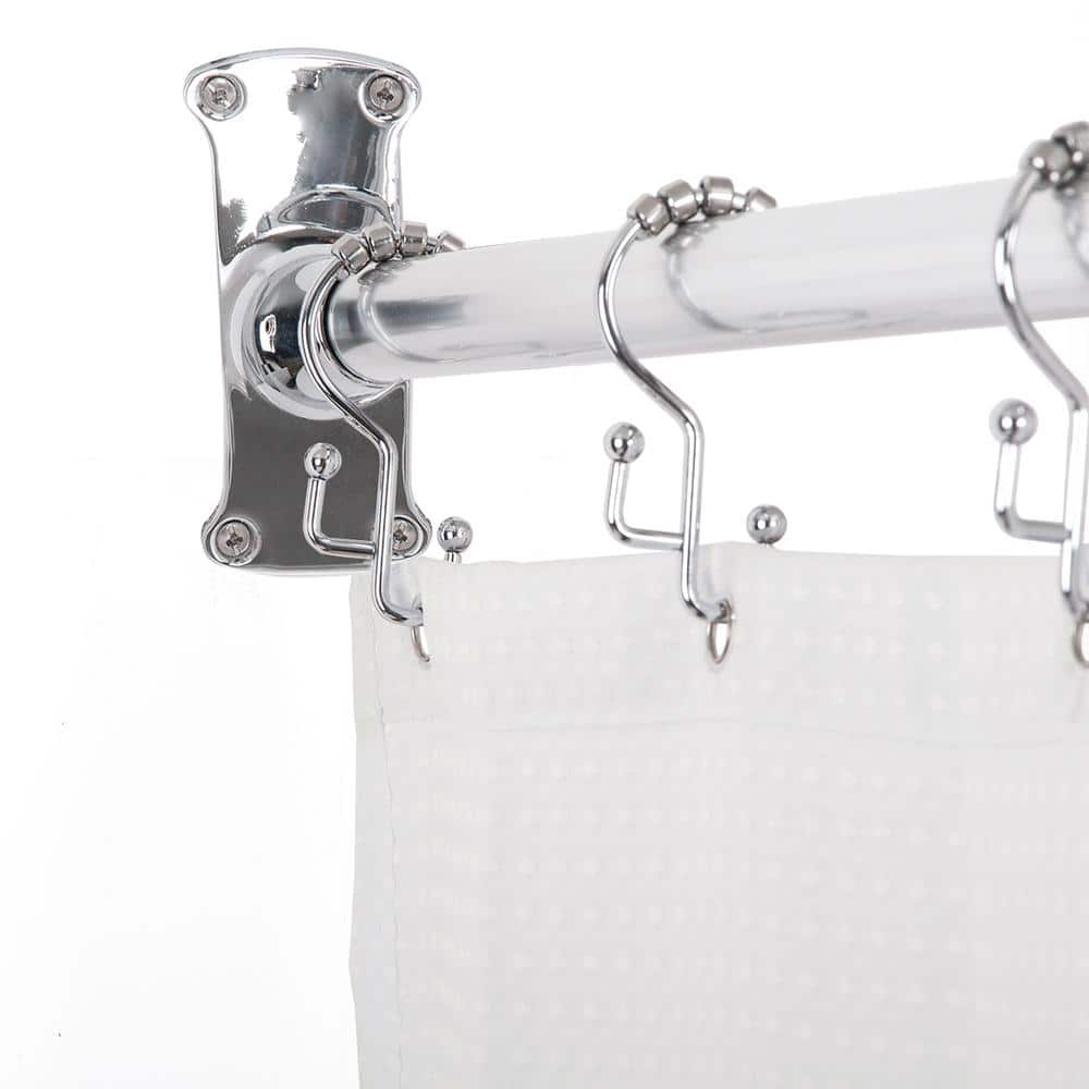 Chrome L-Shaped Wall Mounted Shower Curtain Rod