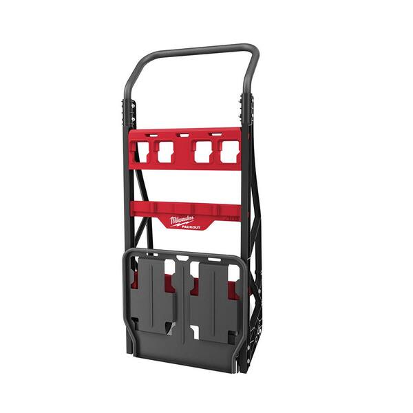 Milwaukee PACKOUT 20 in. 2-Wheel Folding Utility Cart w/3/8 in. and 1/4 in. SAE/Metric Mechanics Set (107-Piece)