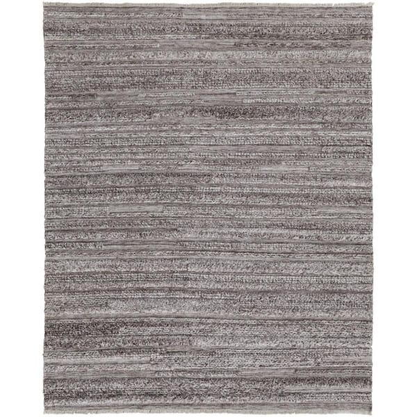 2 ft. x 8 ft. Gray, Ivory Striped Area Rug