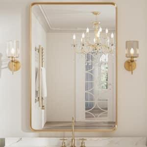 24 in. W x 36 in. H Large Rectangle Metal Framed Wall Mirrors Bathroom Mirror Vanity Mirror Accent Mirror in Gold