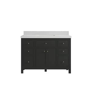 Sonoma 48 in. W x 22 in. D x 36 in. H Single Sink Bath Vanity in Black Top with 2" Carrara Marble Top