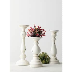 16.75", 14.75", and 12" White Resin Pillar Candle Holder (Set of 3)
