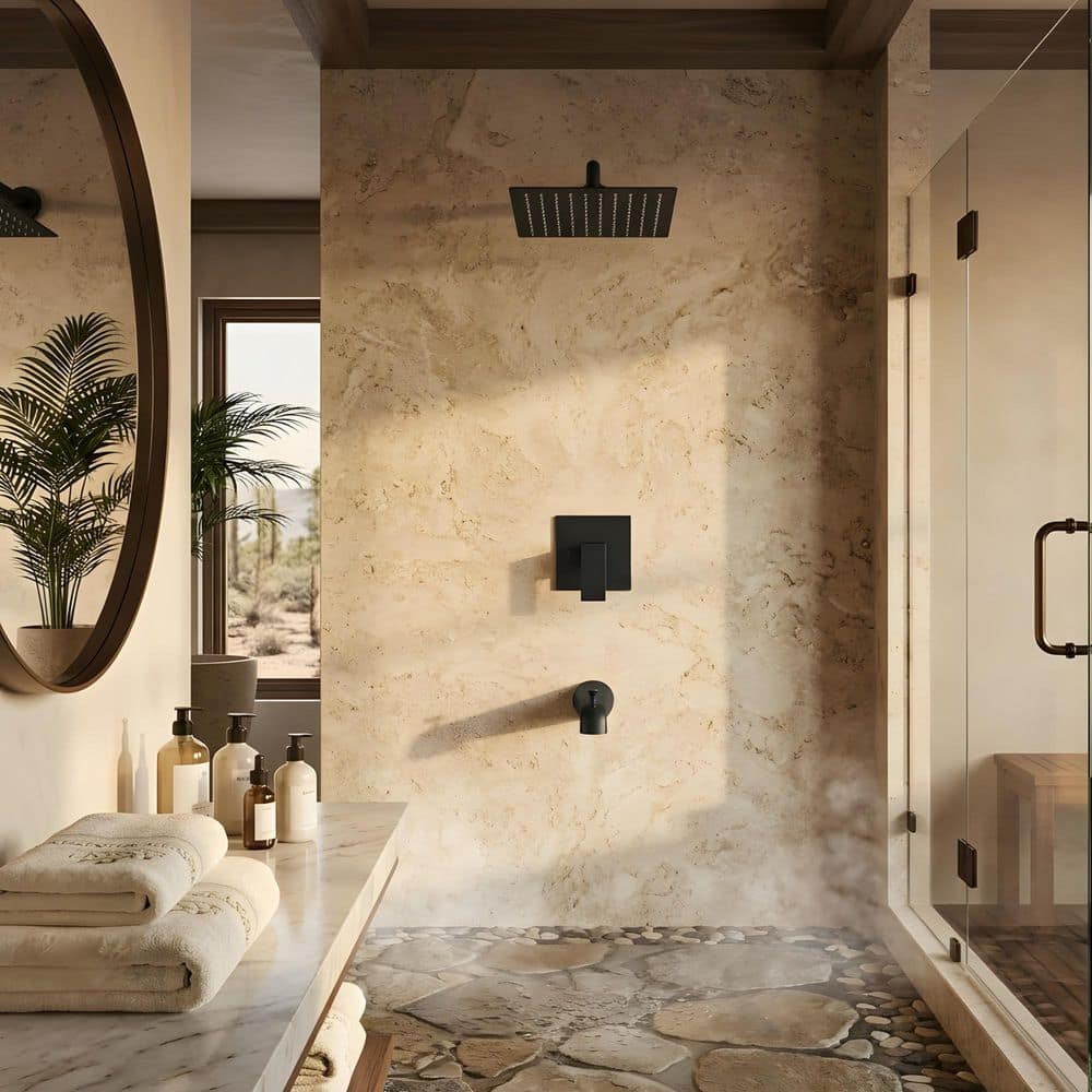 Single-Handle 1-Spray Tub and Shower Trim Kit with Shower Square Head in Matte Black (Valve Not Included) price history on PriceWatchPro