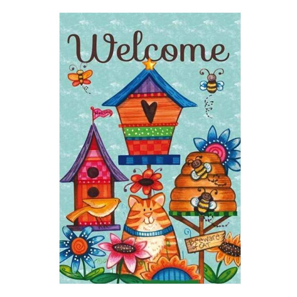 Meadow Creek 2-1/2 ft. x 3-1/2 ft. Welcome Birdhouse Cat House