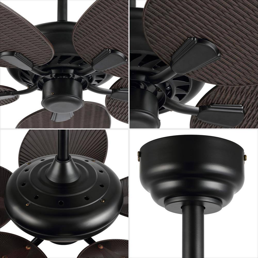 Raffles 52" Dark Brown Palm Blade Ceiling Fan with Remote