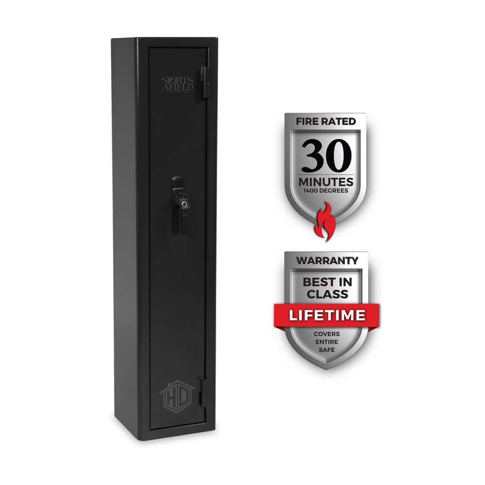 Sports Afield Home Defense 4Gun Fireproof Biometric Lock Gun Safe, Black Textured Gloss Finish