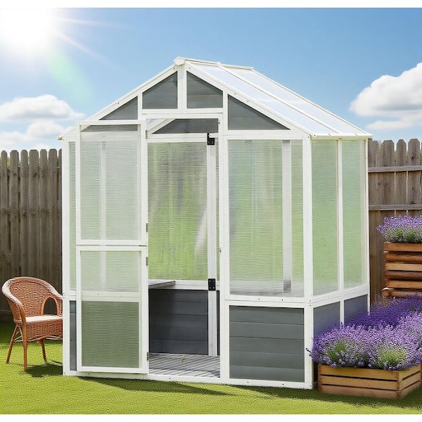 Daheat 76 in. x 48 in. x 86 in. Outdoor Walk-in Greenhouse with Solid Spruce Wood Frame and Polycarbonate Panel