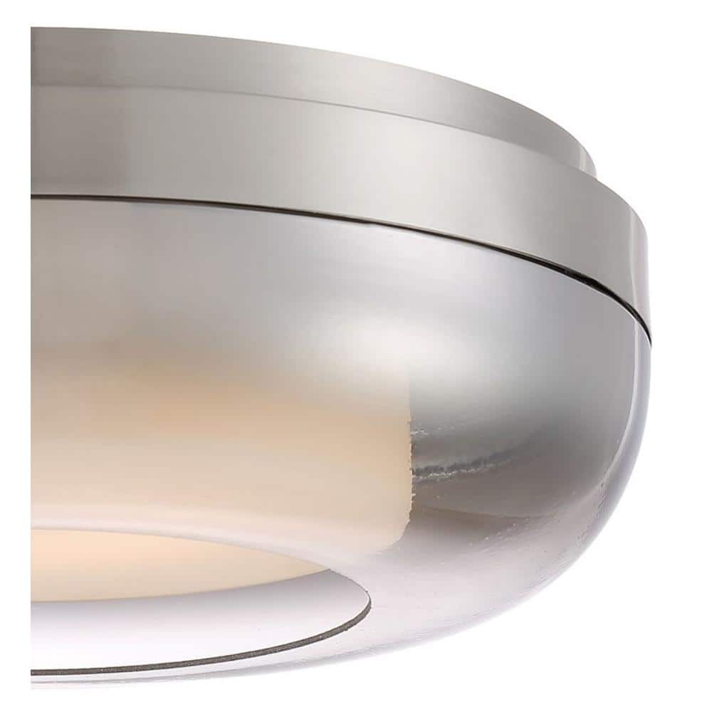 Brushed Nickel & Clear Glass 17W LED Flush Mount Drum Light