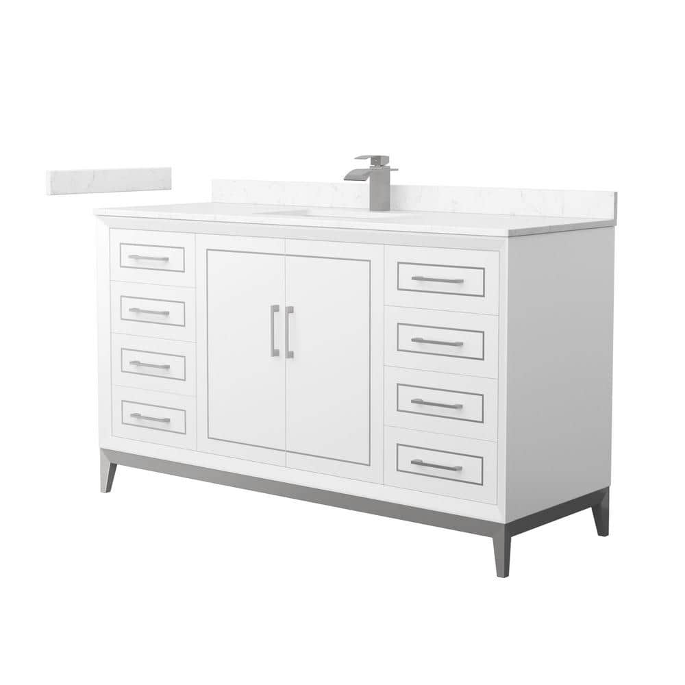 Marlena 60 in. W x 22 in. D x 35.25 in. H Single Bath Vanity in White with Carrara Cultured Marble Top price history on PriceWatchPro