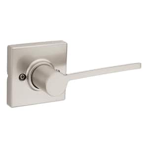 Ladera Satin Nickel Right-Handed Dummy Door Lever with Square Trim Featuring Microban Antimicrobial Technology
