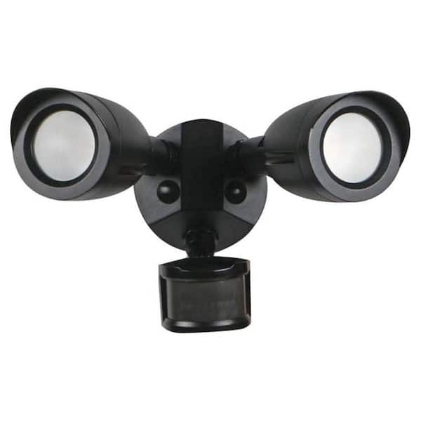 20-Watt Dual Head Motion Sensor LED Flood Light, 1900 Lumens, IP65 Weatherproof, Black Finish, 3000K Warm White