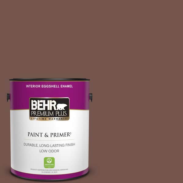 BEHR PREMIUM PLUS 1 gal. Home Decorators Collection #HDC-CL-12 Terrace Brown Eggshell Enamel Low Odor Interior Paint & Primer