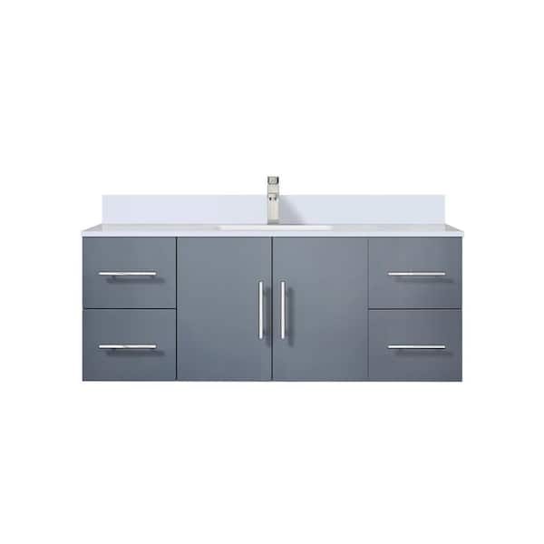 Geneva 48 in. W x 22 in. D Dark Grey Bath Vanity, Cultured Marble Top, and Faucet Set