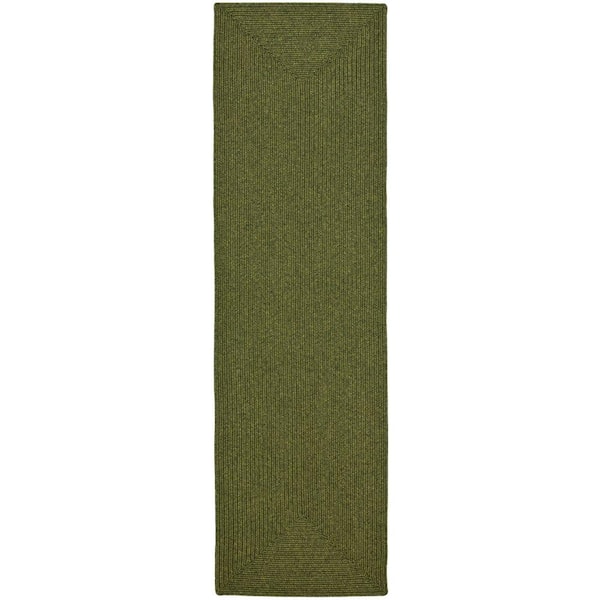 SAFAVIEH Braided Green 2 ft. x 14 ft. Solid Runner Rug