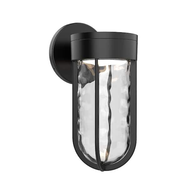KUZCO Davy 9-in 1-Light 16-Watt Black Integrated LED Exterior Wall Sconce