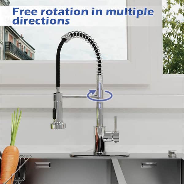 19.3 in. H Pull Down Sprayer Kitchen Faucet with 2 Sprayer Pattern 360° Spout Swivel in Chrome