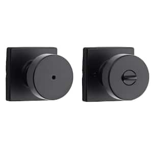 Pismo Square Matte Black Bed/Bath Door Knob with Lock