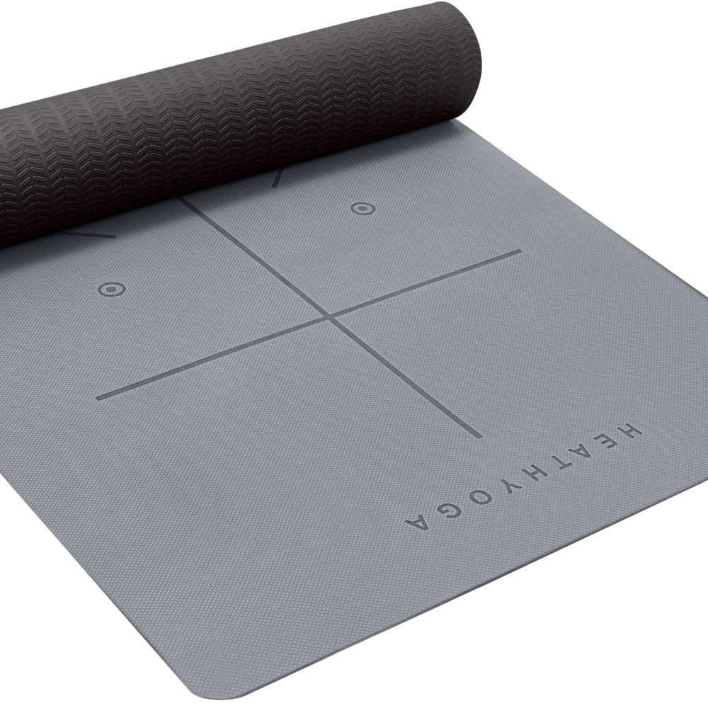 "72 in. x 26 in. TPE Yoga Mat, Gray, Double‑Sided Non‑Slip with Alignment Lines, 1/4"" Thick, Includes Carry Strap" price history on PriceWatchPro
