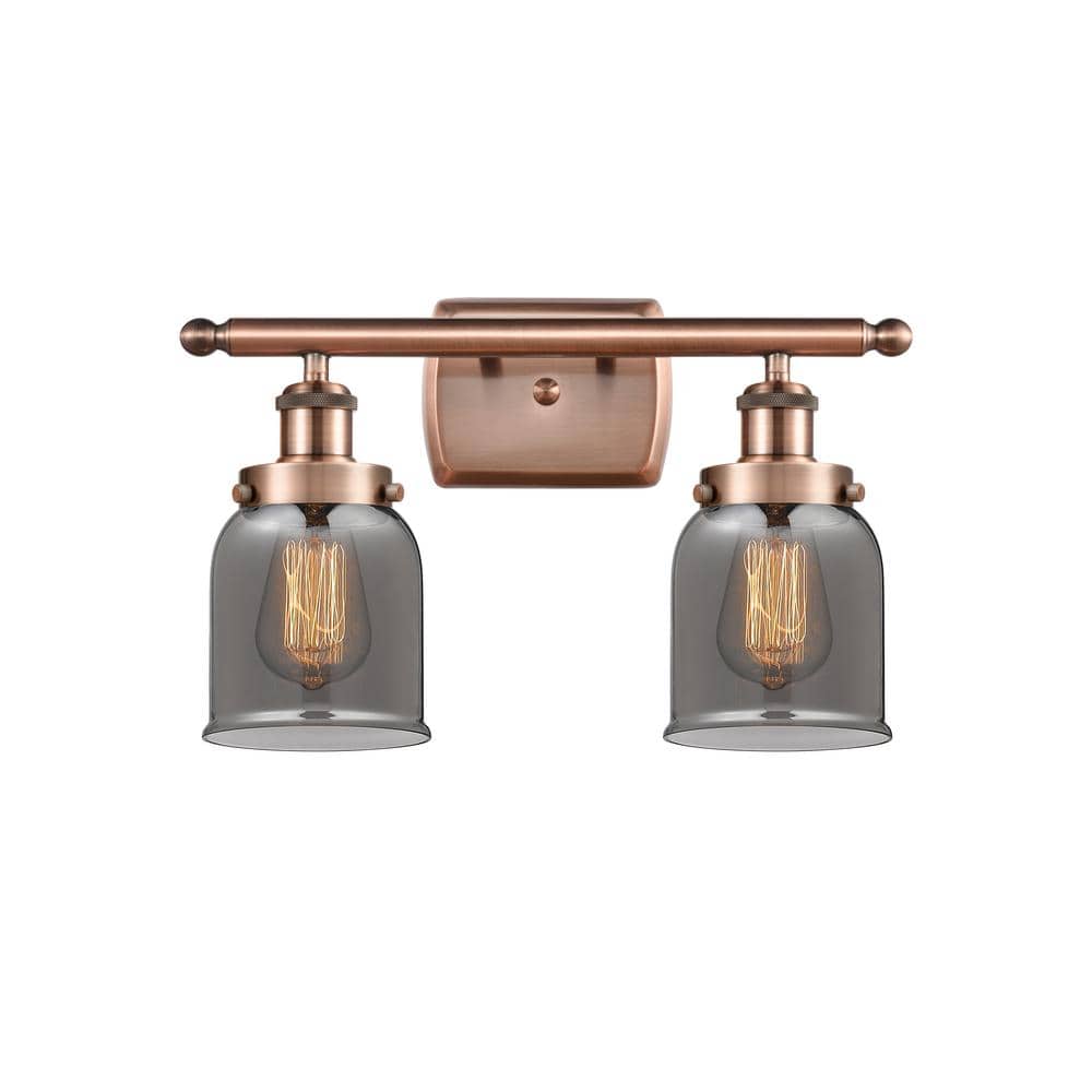 Bell 16 in. 2-Light Antique Copper Vanity Light with Black Glass Shade price history on PriceWatchPro