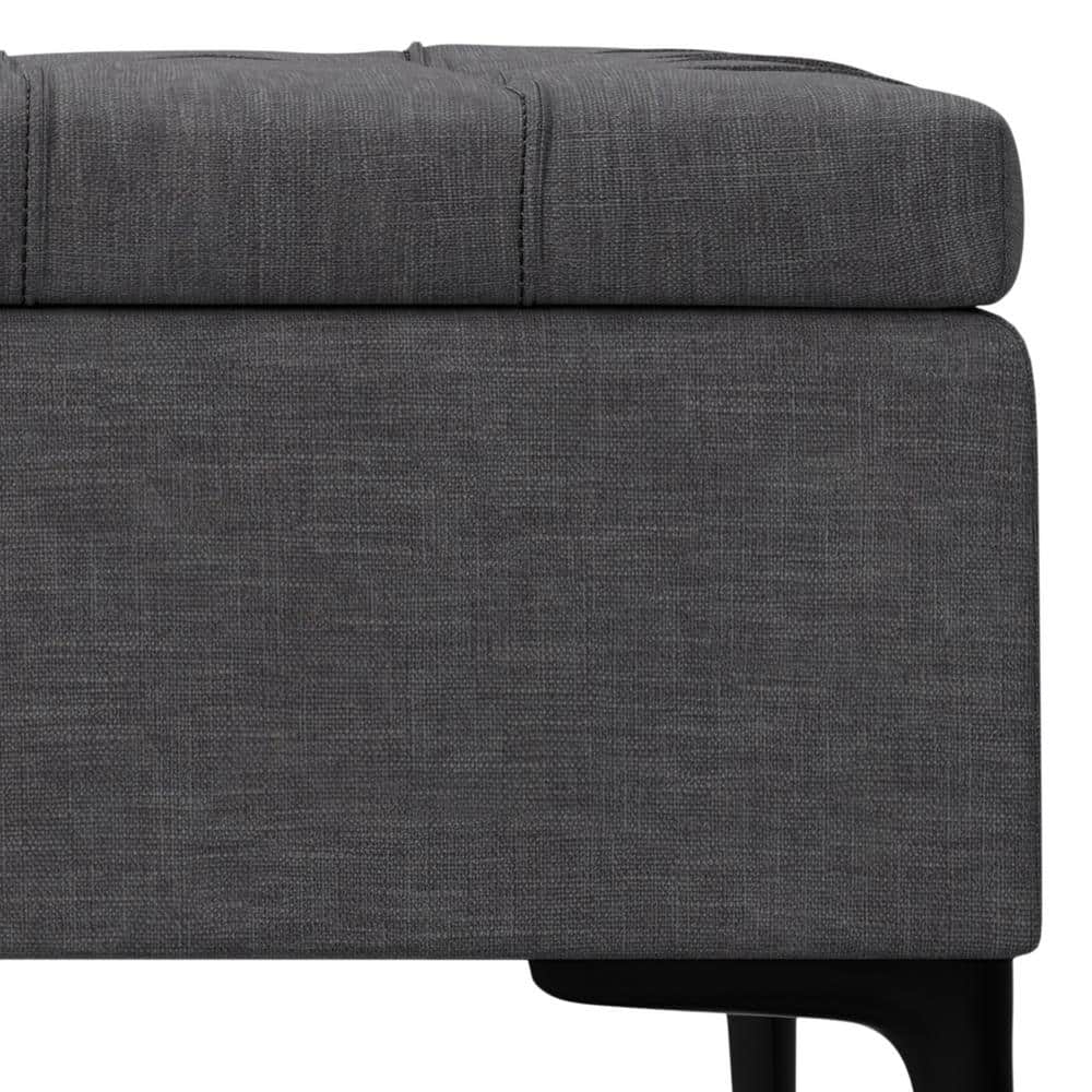 Slate Grey Tufted Lift-Top Storage Cocktail Ottoman