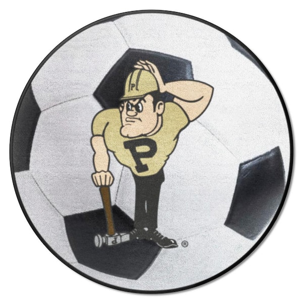 FANMATS Purdue Boilermakers White 2 ft. Round Soccer Ball Area Rug