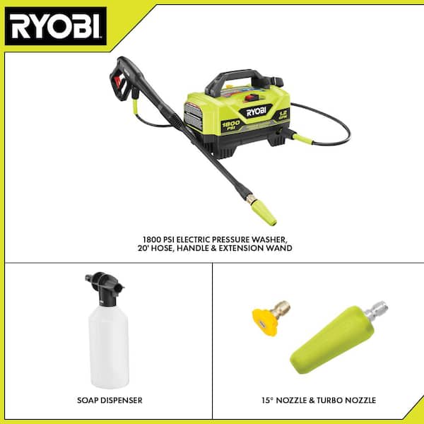 Ryobi RY141802-SC 1800 PSI 1.2 GPM Cold Water Electric Pressure Washer with Surface Cleaner