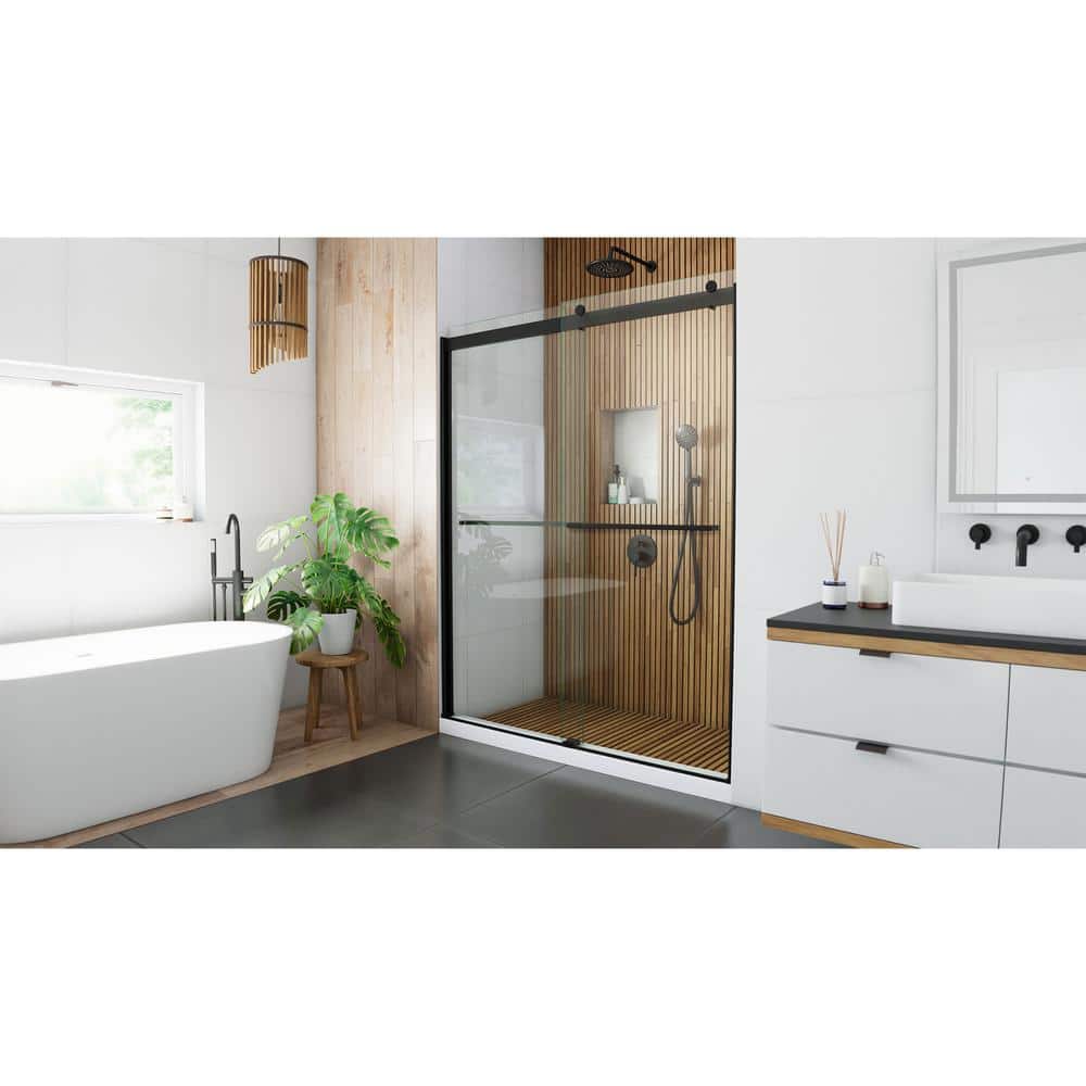 Sapphire 56-60" Matte Black Frameless Sliding Shower Door