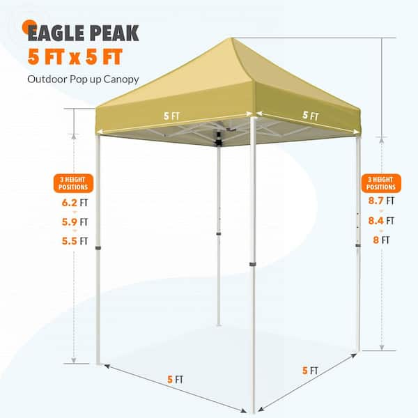 EAGLE PEAK 5 ft. x 5 ft. Blue Pop Up Canopy with 1 Removable Sunwall  E25SW1-BLU-AZ - The Home Depot