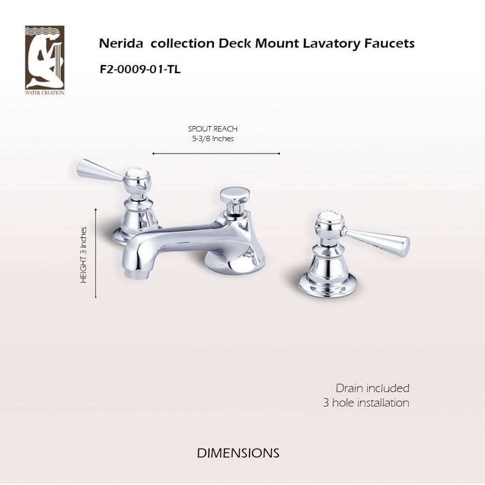 Chrome Classic Widespread Lavatory Faucet with Lever Handles