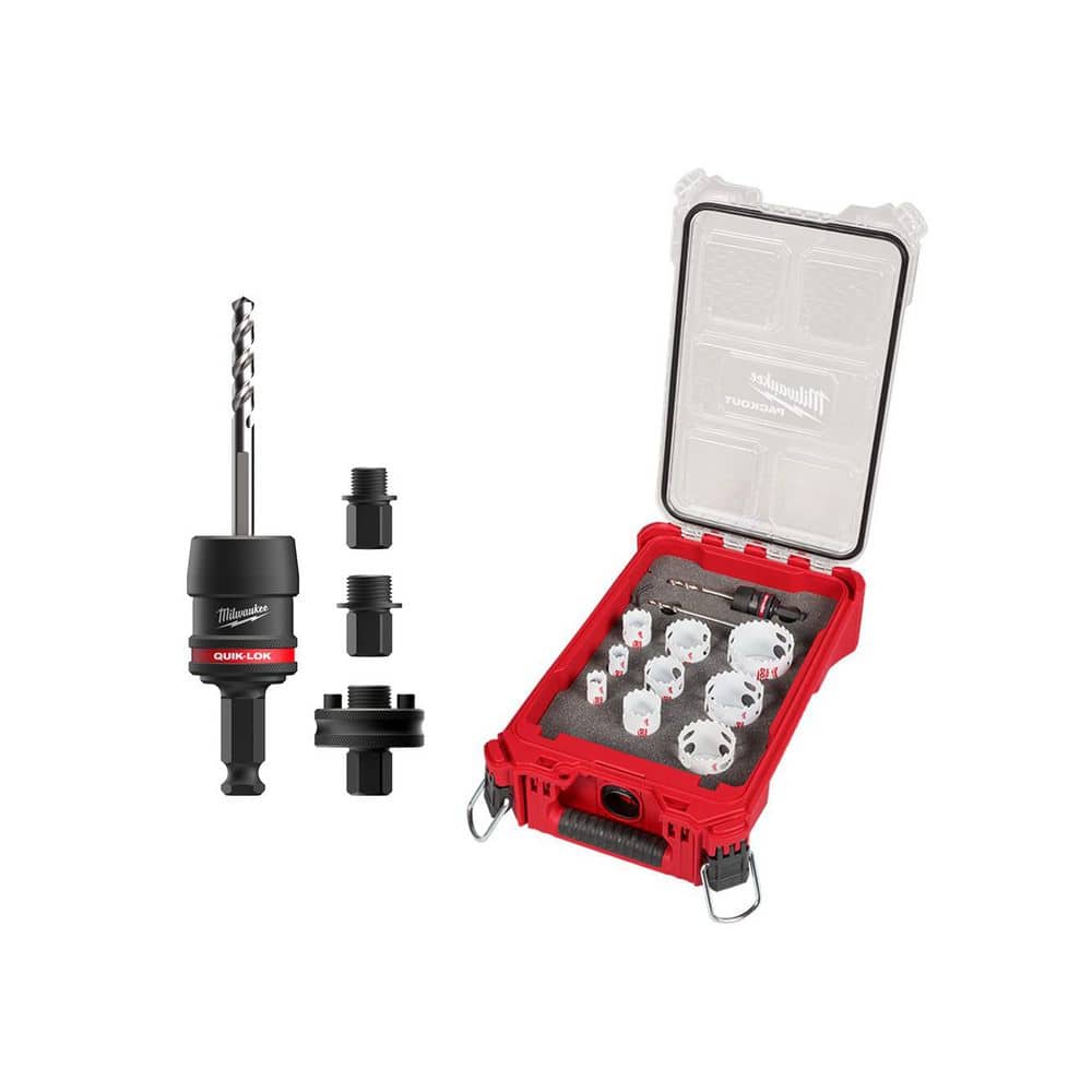 Milwaukee (5 pc) 7/16 IN QUIK-LOK Hole Saw Arbor SET WITH 12PC