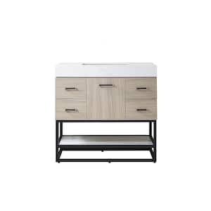 Toledo 36 in. W x 22 in. D x 34 in. H Bath Vanity in Light Walnut with White Composite Stone Top
