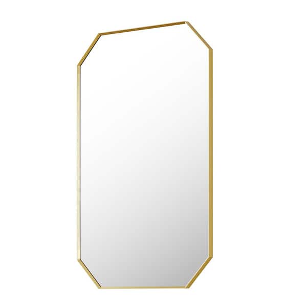 Allure 24 in.W x 36 in.H Octagon Aluminum Framed Wall Mounted Bathroom Vanity Mirror in Brushed Gold