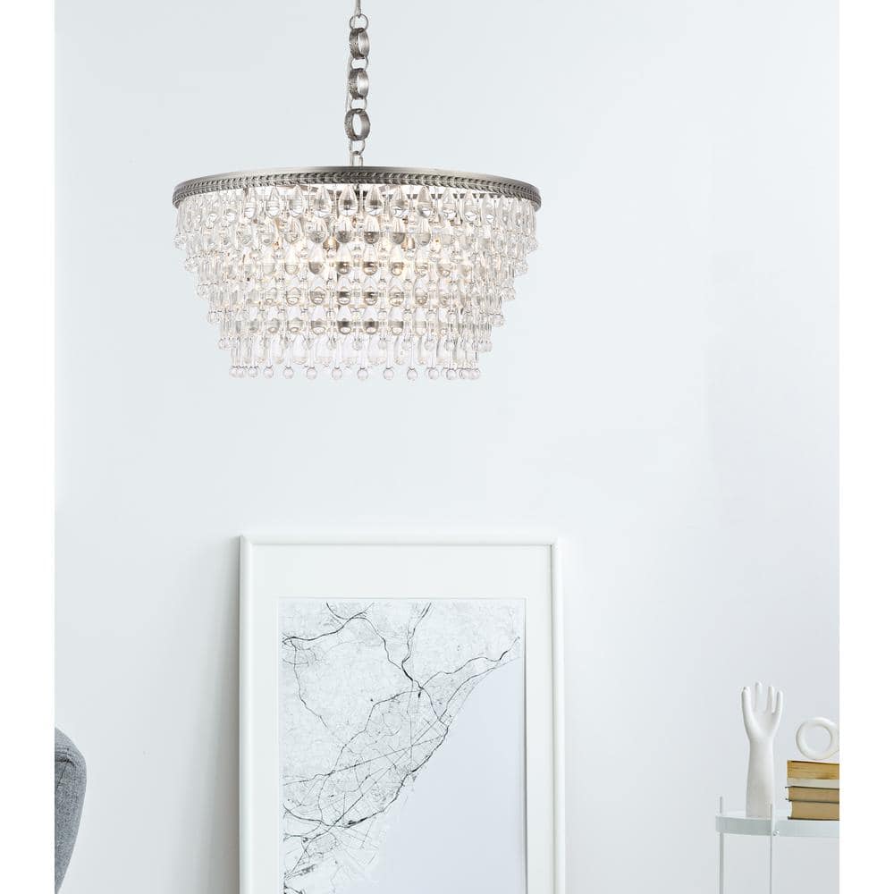 Nordic Ice 6-Light Antique Silver Chandelier with Royal Cut Clear Crystals