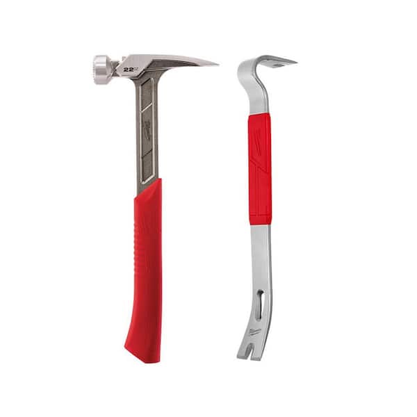 Milwaukee 22 oz. Milled Face Framing Hammer with 15 in. Pry Bar