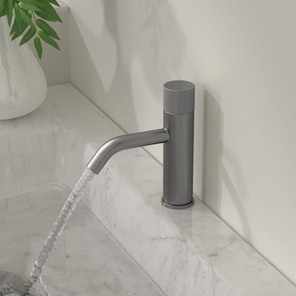 Single Handle Sink Faucet Modern Bathroom Single Hole Faucet with Pop-Up Drain in Brushed Nickel