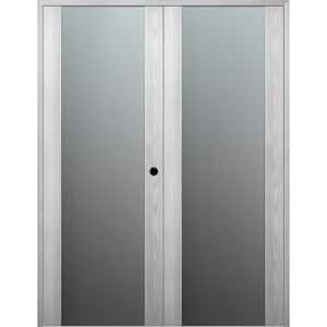 Vona- 202 72 in. x 80 in. Left Hand Active Full Lite Frosted Glass Ribeira Ash Wood Composite Double Prehung French Door