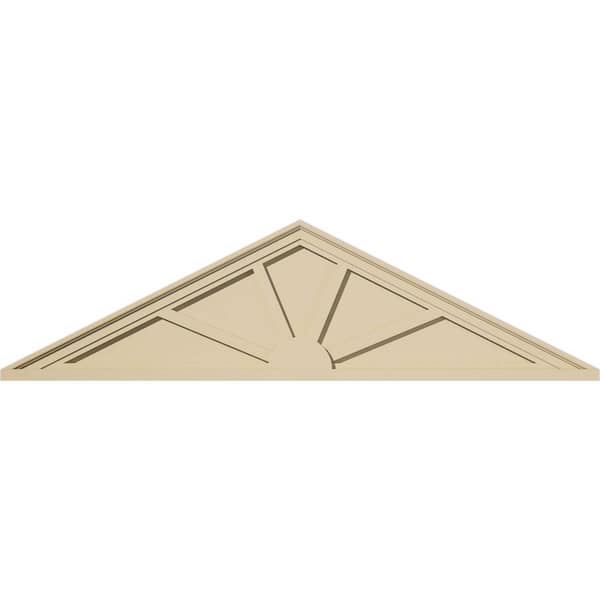 Ekena Millwork 54-in. W x 14-1/2-in. H x 2-in. P (Pitch 6/12) Peaked Cap 4 Spoke Signature Urethane Pediment, Primed Tan