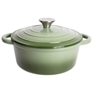 2.8 qt. Round Cast Iron Dutch Oven in Green Ombre with Lid