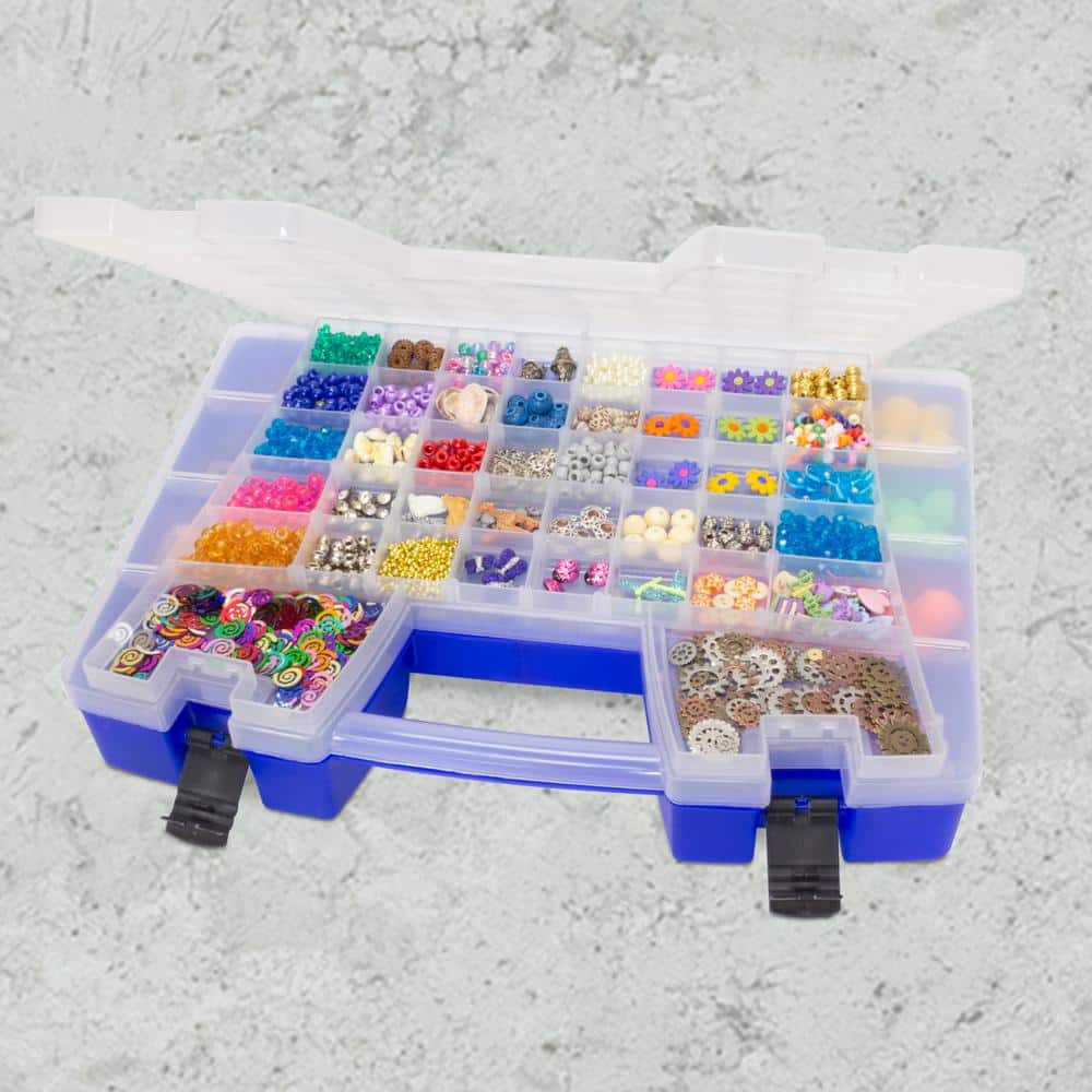 Blue Plastic Lockable Multi-Compartment Organizer Box