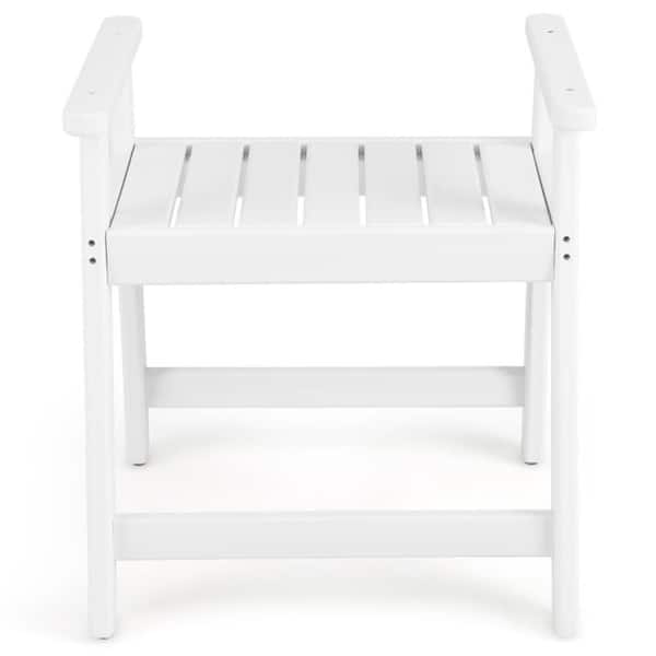 Volenca 21 in.  D x 23 in.  W Wood Freestanding  Heavy Duty Shower Bench in White with Arms for Inside Shower Shaving Legs