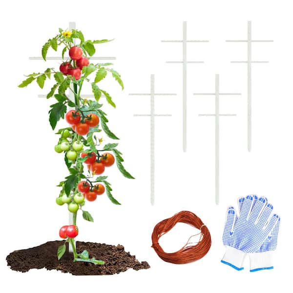 Ecostake 7 ft. FRP 3D T-type Tower Garden Vine Trellis, Heavy-Duty Plants Support Ladder, 4 Pack