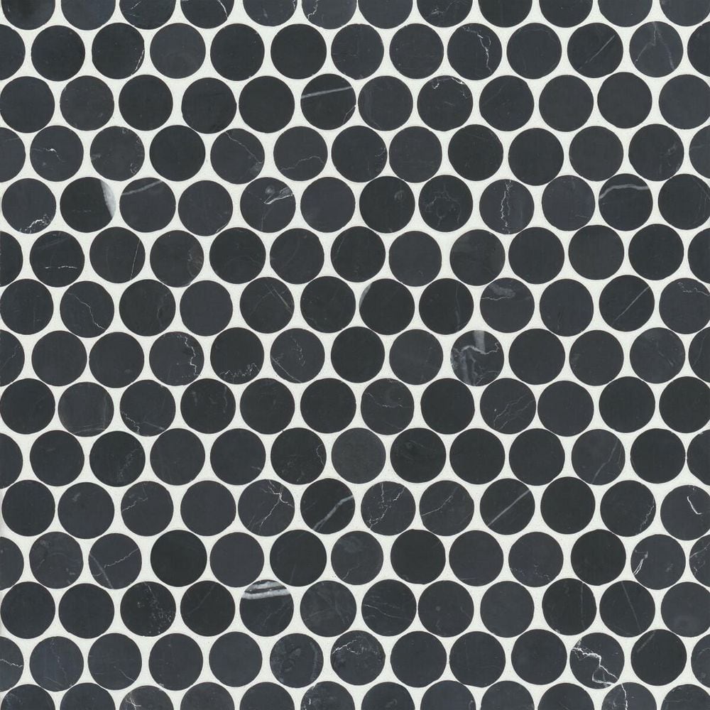 Monet Circle 11 in. x 11 in. Honed Nero Marquina Marble Mosaic Tile (4.59 sq. ft./Carton) price history on PriceWatchPro