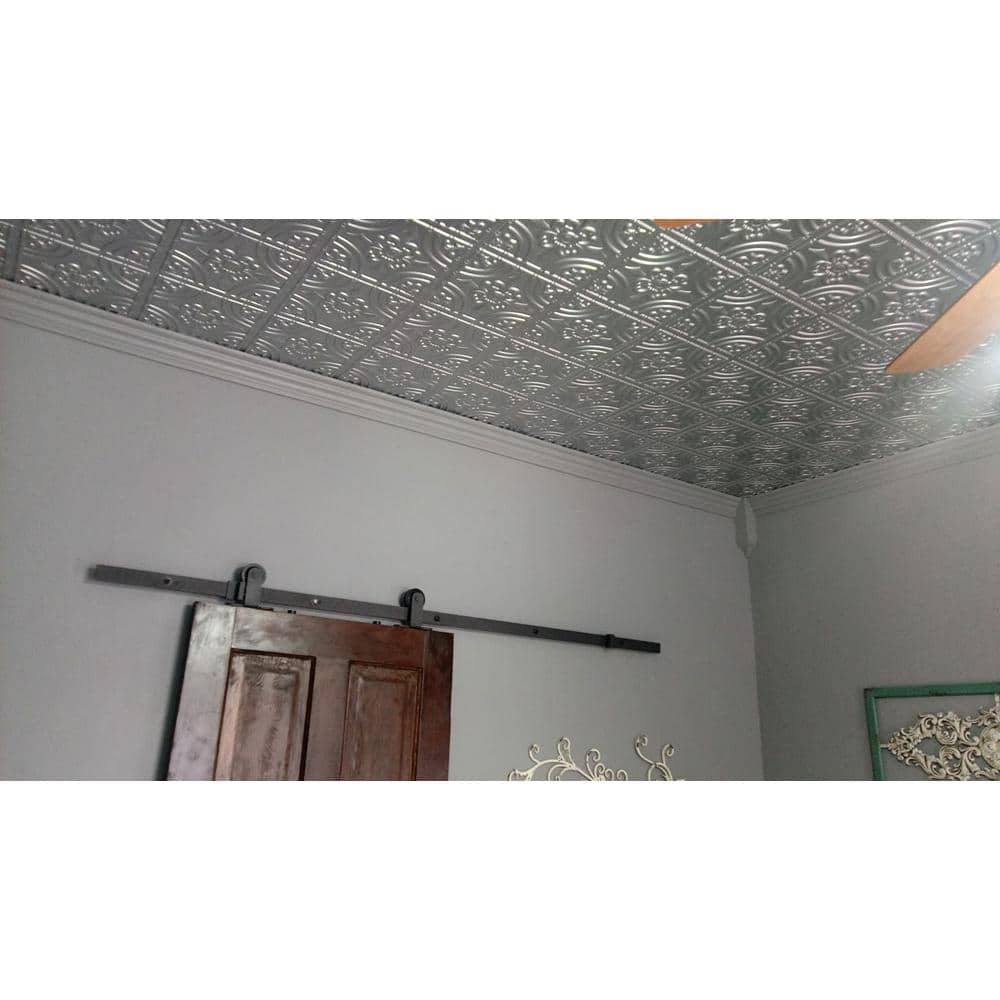 Silver 24" x 24" PVC Glue-Up Ceiling Tile