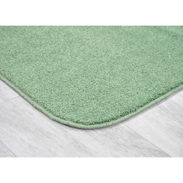 Gramercy Deep Fern Green Solid Rectangle 2-Piece (Contour and 20 in. x34 in. ) Bath Rug Set