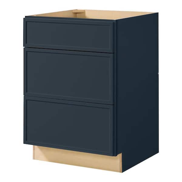 Leyton 24 in. W x 24 in. D x 34.5 in. H Ready to Assemble Plywood Slim Shaker Drawer Base Kitchen Cabinet in Ink Blue