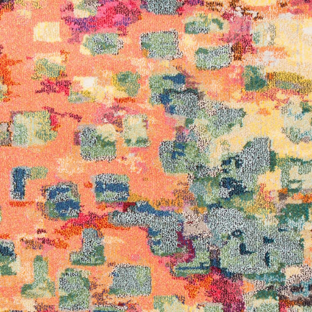 Pink and Multicolor 8' x 10' Geometric Synthetic Area Rug