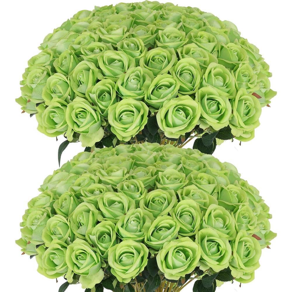 14 in. Light Green Indoor/Outdoor Artificial Roses