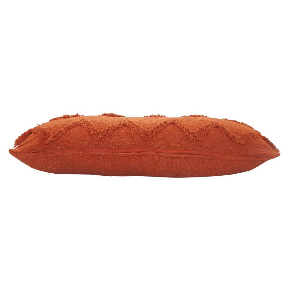 Cinnamon Chevron Shag Rectangular Lumbar Throw Pillow