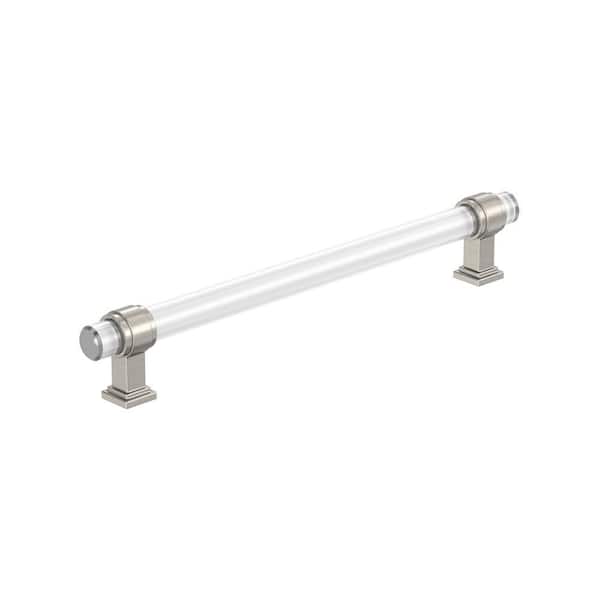 Amerock Glacio 8 in. (203mm) Modern Clear/Satin Nickel Bar Cabinet Pull